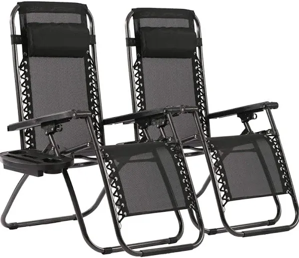 FDW Zero Gravity Chairs Patio Set of 2 with Pillow and Cup Holder