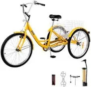 VEVOR 24 in. 1-Speed 3 Wheel Bikes Foldable Adult Tricycle