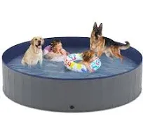 Niubya Foldable Dog Pool, Collapsible Hard Plastic Dog Swimming Pool, Portable Bath Tub for Pets Dogs and Cats, Pet Wading Pool for Indoor and Outdoor, 32 x 8 Inches