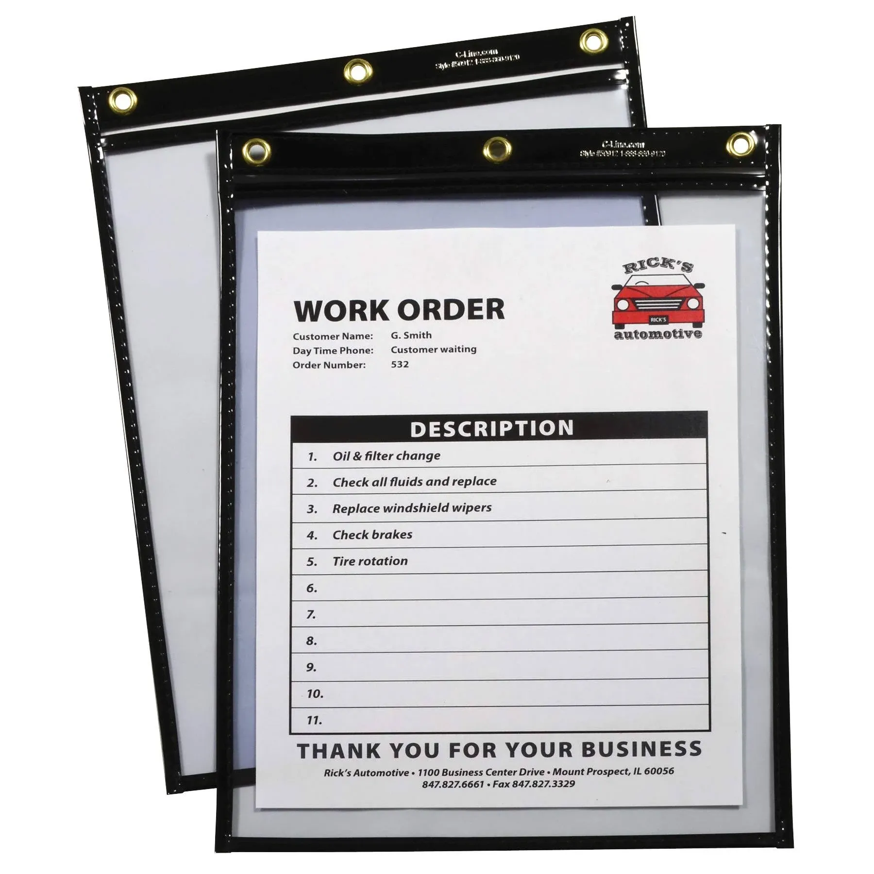 C-Line Super Heavyweight Plus Shop Ticket Holder, Stitched, Both Sides Clear, Bl