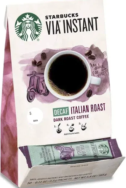 Starbucks VIA Instant Coffee Dark Roast Italian Roast Packets - 8-0.11 Oz