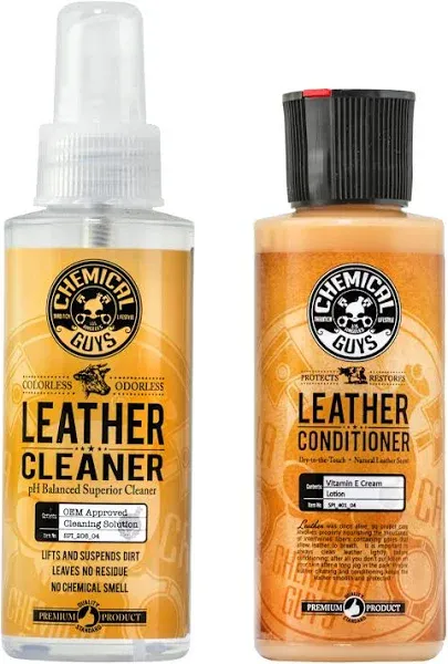 Chemical Guys SPI_109_04 Leather Cleaner and Conditioner Complete Leather Care Kit for Use on Car Interiors, Leather Apparel, Furniture, Shoes, Boots, Bags & More (2 - 4 fl oz Bottles)