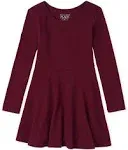 The Children's Place Girls' Long Sleeve Pleated Knit Skater Dress