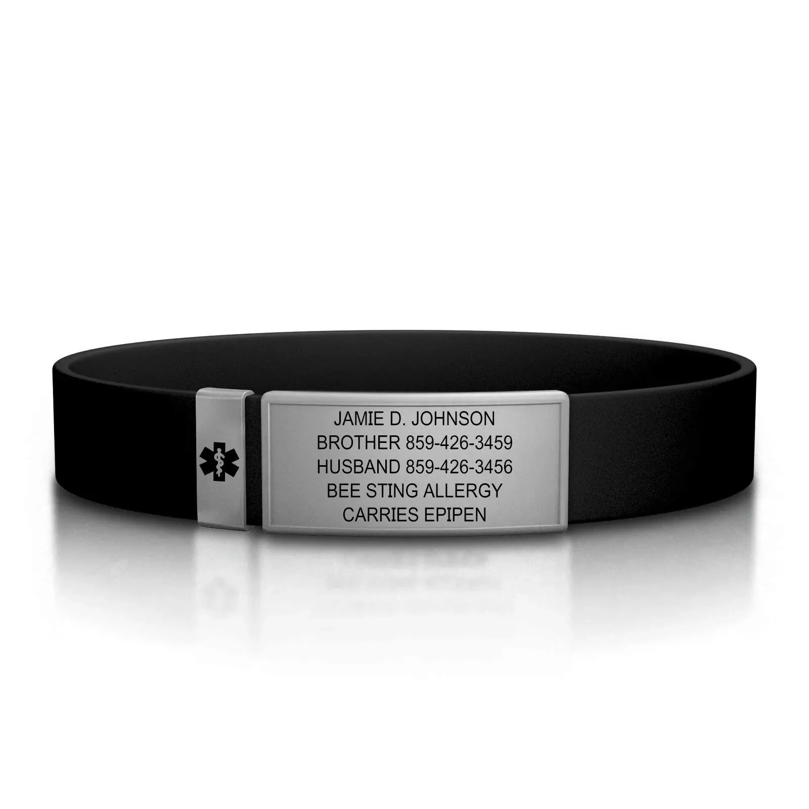 ROAD iD Medical Alert Bracelet for Men and Women - Stretchable and Comfy Silicone Bracelets for Identification, Emergency & Medical Information for Athletes & Travelers (13mm Wide)