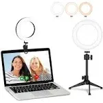 Desk Ring Light for Zoom Meetings - Video Conference Lighting Kit for Laptop Computer, 6 Clip On Table LED Light Lamp with Tripod Stand for Video Rec