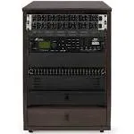 Gator GFW-ELITESTUDIORK12 Elite Series 12U Angled Studio Rack with Locking Casters - Dark Walnut Brown