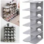 ACPOP Shoe Slots Organizer, Adjustable Shoe Rack,Better Stability Shoe Organizer,Shoe Stacker,Space Saver,Pack of 6,Grey