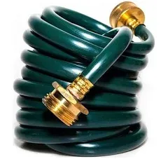 Lightweight EVA Recoil Garden Hose: Retractable Coil Water Hoses with 3/4" GHT Solid Brass Fittings - Corrosion Resistant for Outdoor Lawn Boat (10FT, Green)