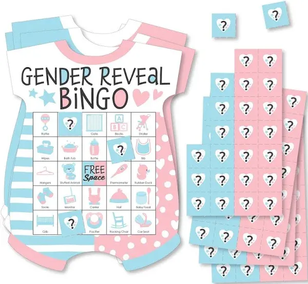 Big Dot of Happiness LLC Baby Gender Reveal Picture Bingo Cards and Markers