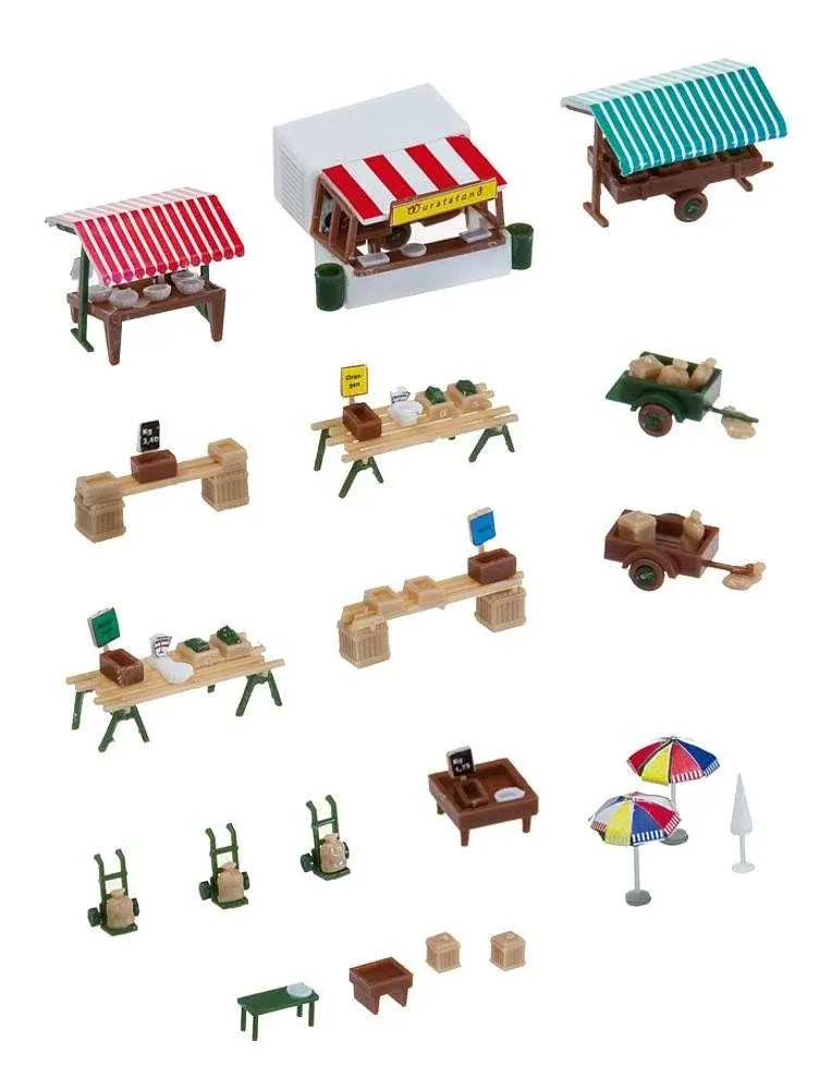 272533 Faller N Scale 1:160 Kit of a Market stands and carts