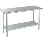 Rockpoint Stainless Steel Table for Prep & Work 60x24 Inches, NSF Metal Commercial Kitchen Heavy Duty Table with Adjustable Under Shelf and Table