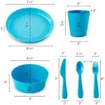 Kids Dinnerware Set for 4-24 Piece Plastic Childrens Dishes Dinnerware Sets 