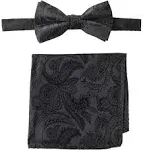 STACY ADAMS mens Classic Pretied Bow Tie With Pocket Square