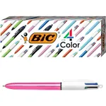 4-Color Shine Retractable Ball Pens, Pink Metallic Barrel, Medium Point, 3-Count