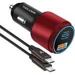 Super Fast Charger Type C Kit, VELOGK 25W PD PPS Wall/Car 3.3ft, Black 