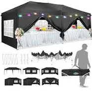 Cobizi 10x20ft Pop Up Canopy Tent with 6 Removable Sidewalls, Easy Up Commercial Canopy, Waterproof and UV50+ Gazebo with Portable Bag, Adjustable