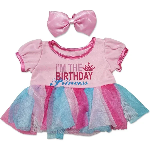 Birthday Princess w/ Bow Outfit Fits Most 14&#034; - 18&#034; Build-a-bear and Make Your O