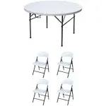 Plastic Development Group Group Folding Table 29&#034;x48&#034; w/Folding Chairs White