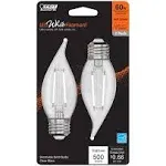 Feit White BA10 E26 (Medium) Filament LED Bulb Soft White 60 Watt Equivalence 2 Pk