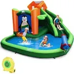 Inflatable Slide Bouncer and Water Park w/ Splash Pool Water Cannon 750W Blower