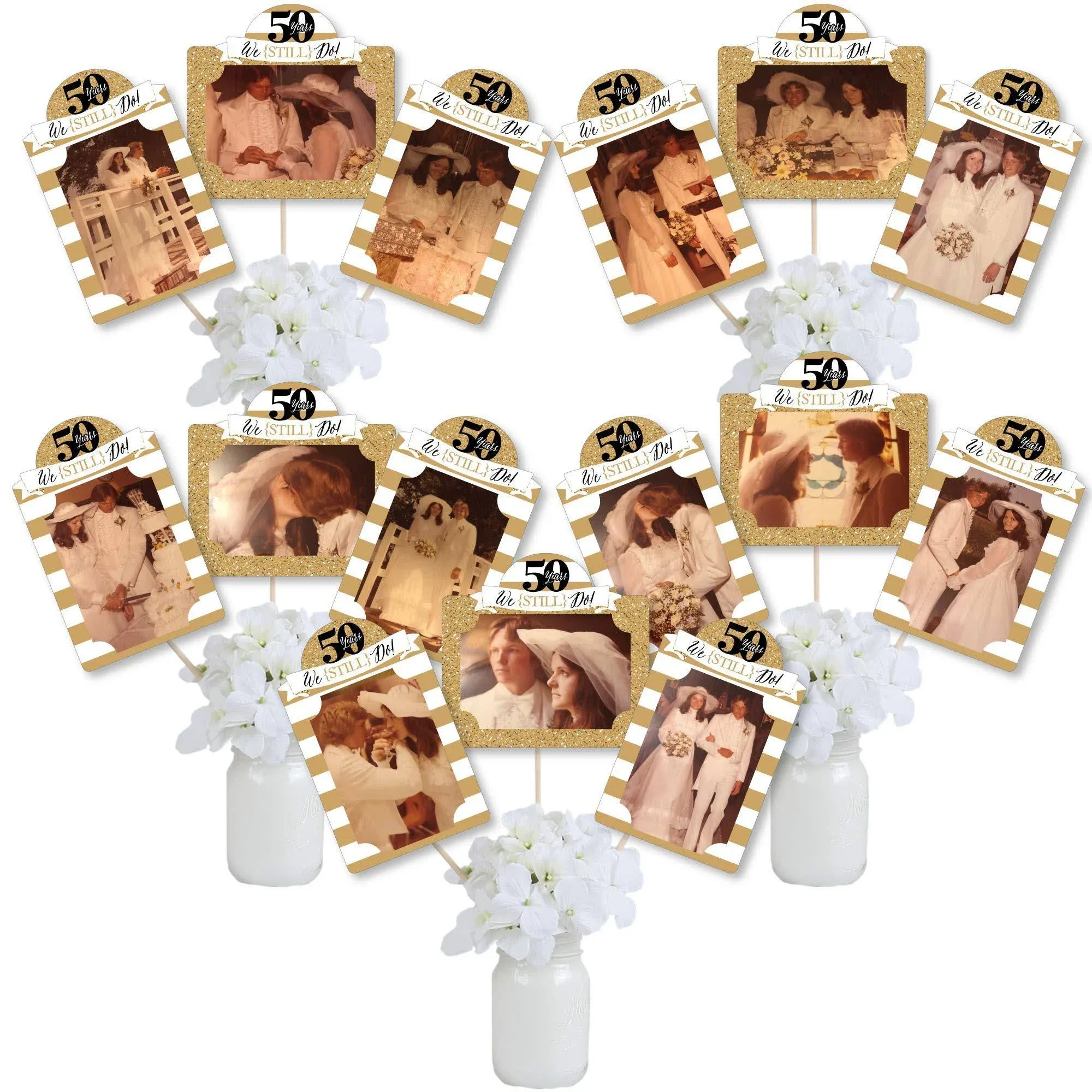 Big Dot of Happiness We Still Do 50th Wedding Anniversary Anniversary Party Picture Centerpiece Sticks Photo Table