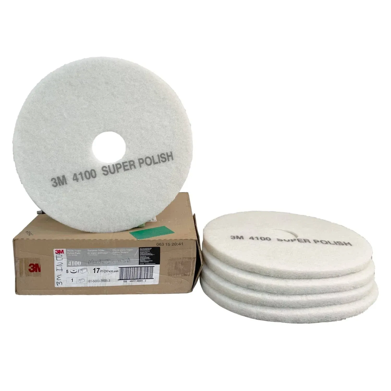 3M Spray Buffing Pad 20&#034; Machine, White Pad, Polyester