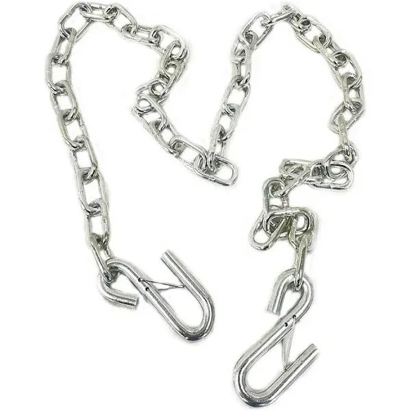 1/4&#034; x 60&#034; Grade 30 Trailer Safety Chain w/ S-Hooks &amp; Safety Latch SC1460