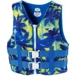 (TWO) Speedo Youth PFD Life Jacket Vest Blue Palm Trees 50-90 lbs