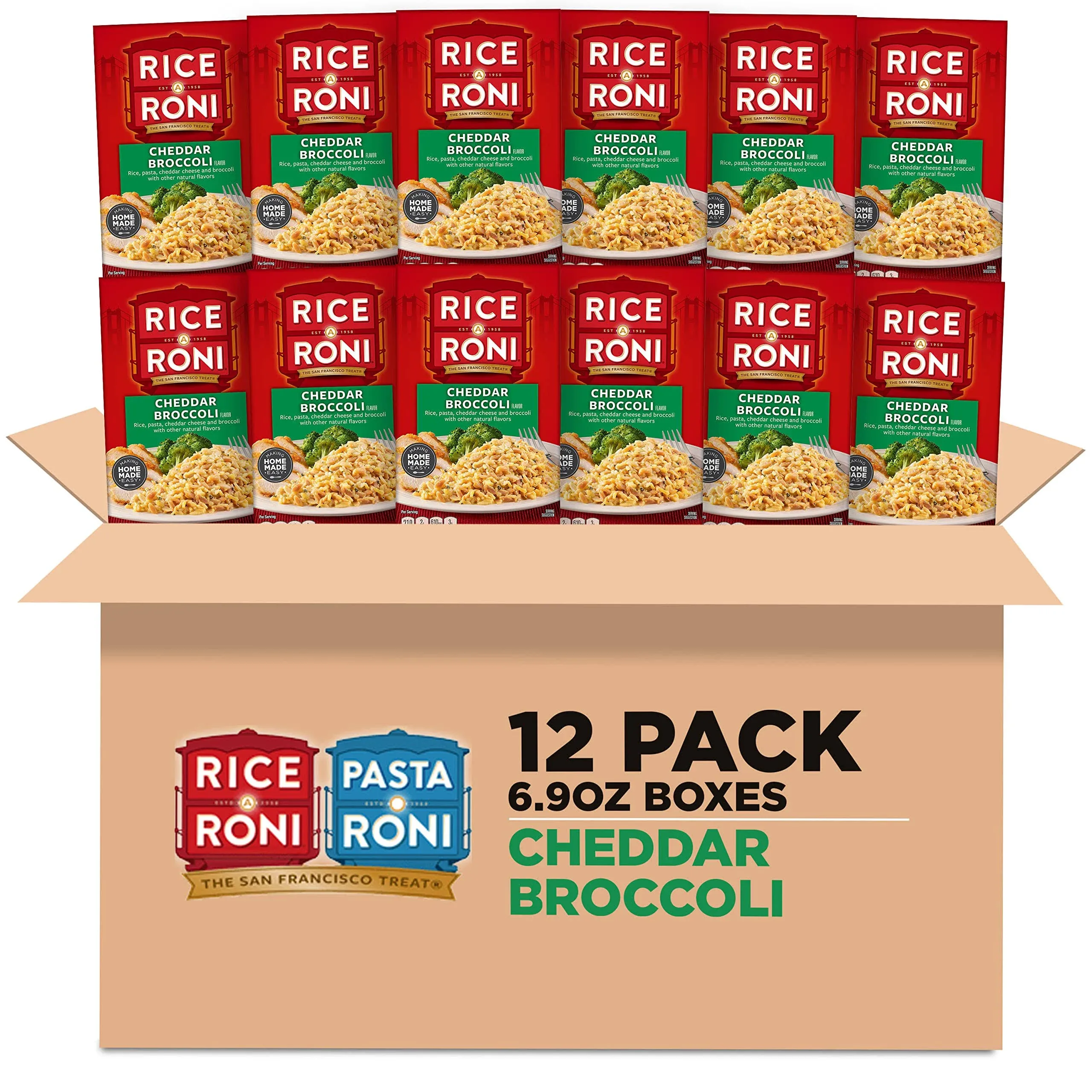 Rice A Roni, Cheddar Broccoli, 6.5 oz Boxes (12 Pack)