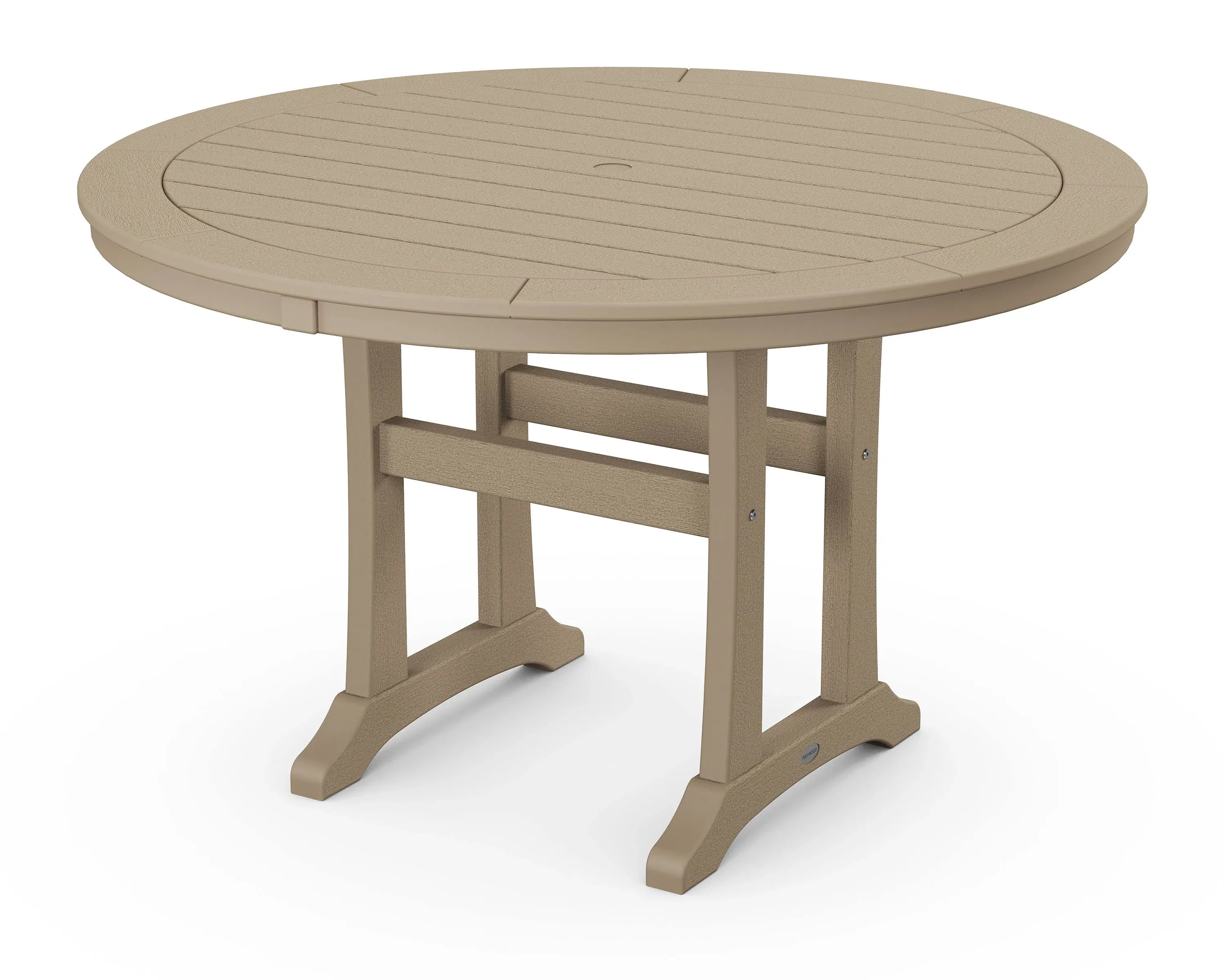 Nautical Trestle 48" Round Dining Table by Polywood | Wood Dining Table | Today's Patio