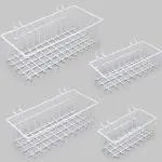 Daanxw Heavy Duty Pegboard Baskets of 1/4 inch,1/4 inch Pegboard Accessories,Pegboard Basket Set (4pcs) (White Light-Duty)