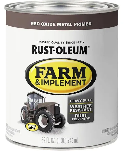 Rust-Oleum Farm & Implement Enamel Red Oxide Metal Primer, 1 qt.