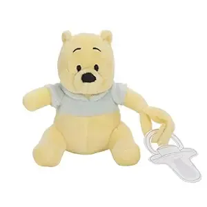 Disney Winnie The Pooh Yellow and Aqua Plush Buddy Pacifier Holder