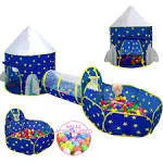 3pc Kids Play Tent for Boys with Ball Pit, Crawl Tunnel, Princess Tents for T...