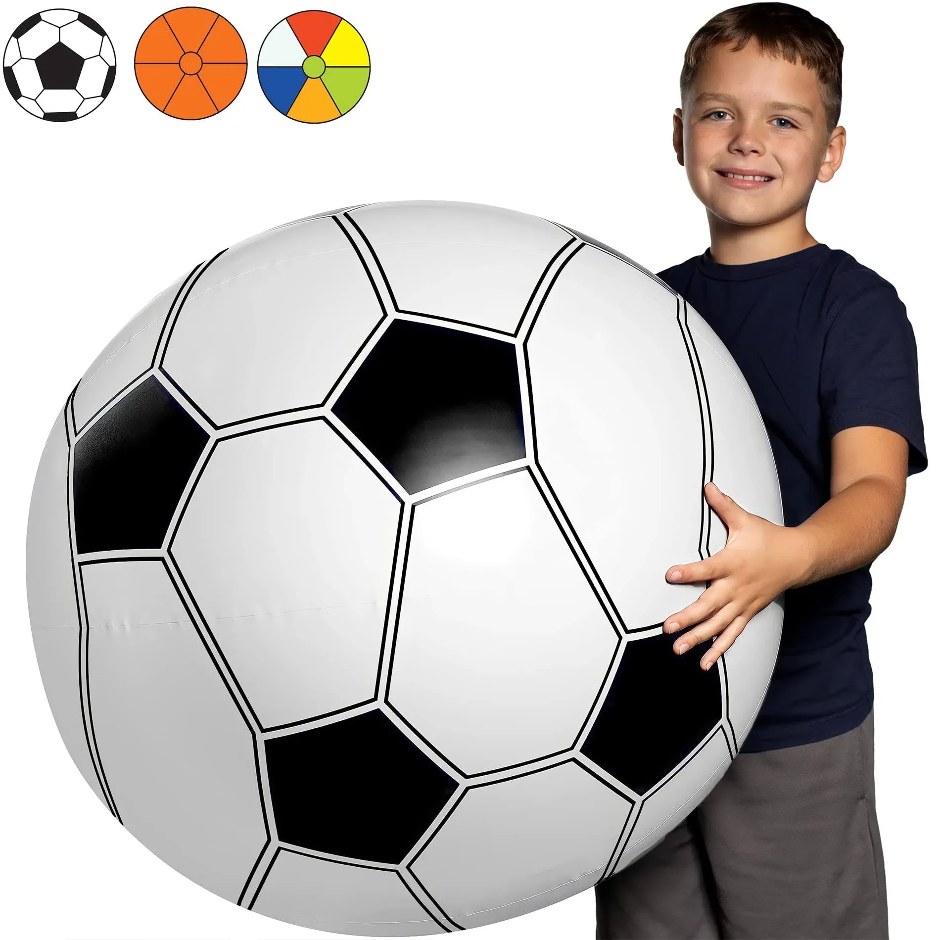 Large Beach Ball for Kids: Best Beachball Soccer Ball Giant Beach Balls for in Pool. Easy Blow Up Big Inflatable Beachball - Fun Party Favor for Boys & Girls Summer Birthday Parties & Outdoor Games