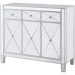 SEI FURNITURE Mirage Cabinet, Mirrored with matte silver trim.