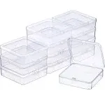 SATINIOR 12 Pack Clear Plastic Beads Storage Containers Box with Hinged Lid for Beads and More (3.70 x 3.70 x 1.18 Inch)