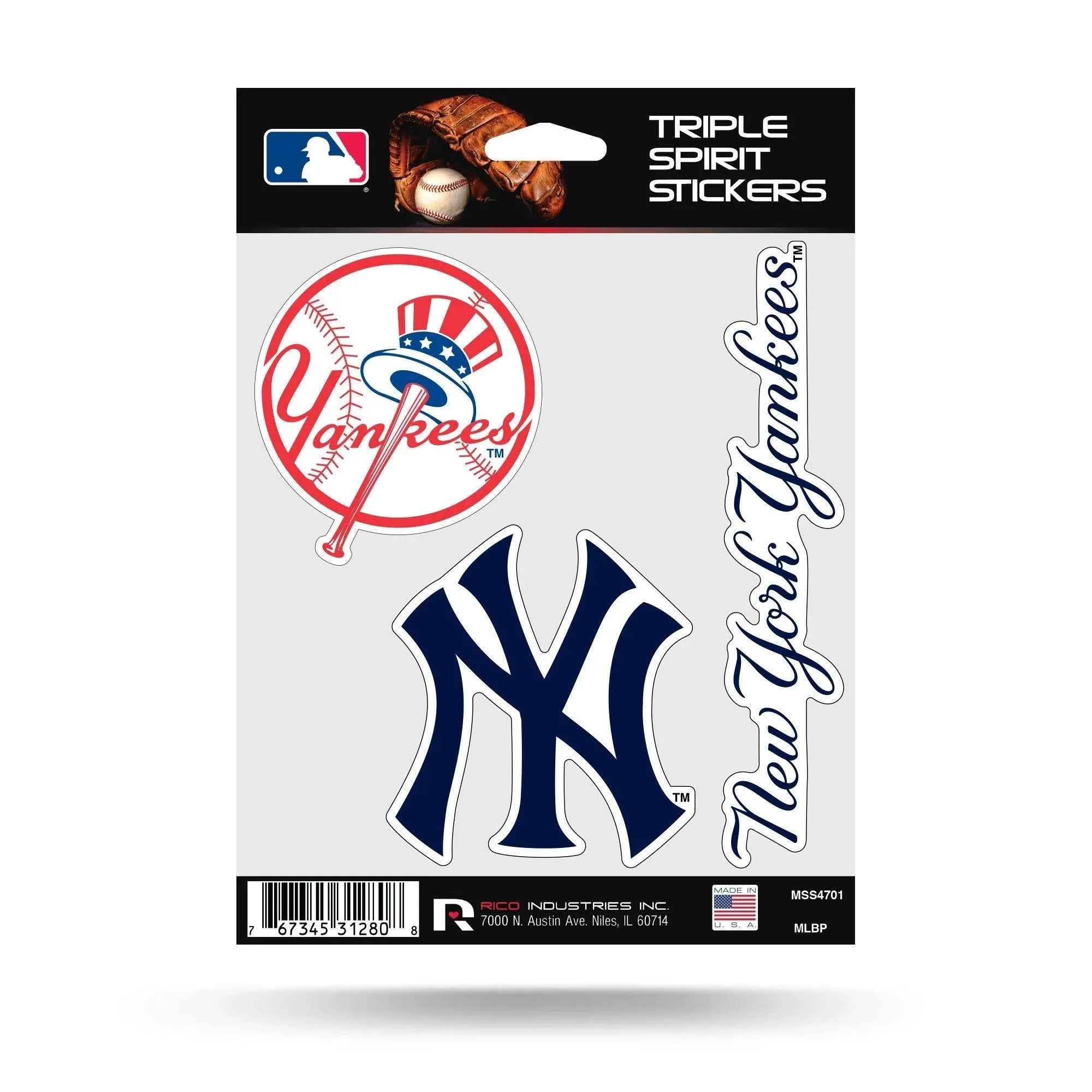 Rico MLB New York Yankees Triple Spirit Stickers, Multi, One Size