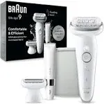 Braun Epilator Silk-épil 9 9-030 with Flexible Head, Facial Hair Removal for Women and Men, Hair Removal Device, Shaver & Trimmer, Cordless, Rechargeable, Wet & Dry, Beauty Kit with Body Massage Pad