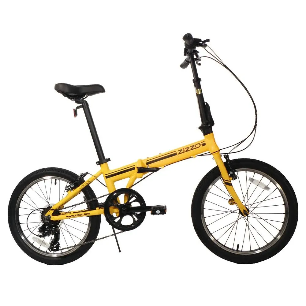 Zizzo Campo 7-Speed Folding Bicycle, Yellow / 20 inch