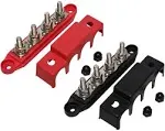 JQuad (Red & Black) 516 4 Stud Power Distribution Block -busbar- with Cover - Made in The USA