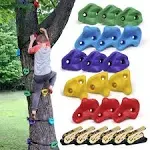 SSBRIgHT Tree Climbers, Set of 15 Climbing Holds / Steps for Kids' Outdoor Active Play with 6 Ratchet Straps