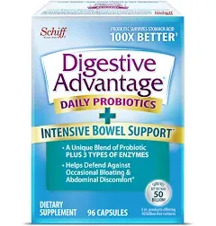 Schiff, Digestive Advantage, Daily Probiotics + Intensive Bowel Support, 96 Capsules