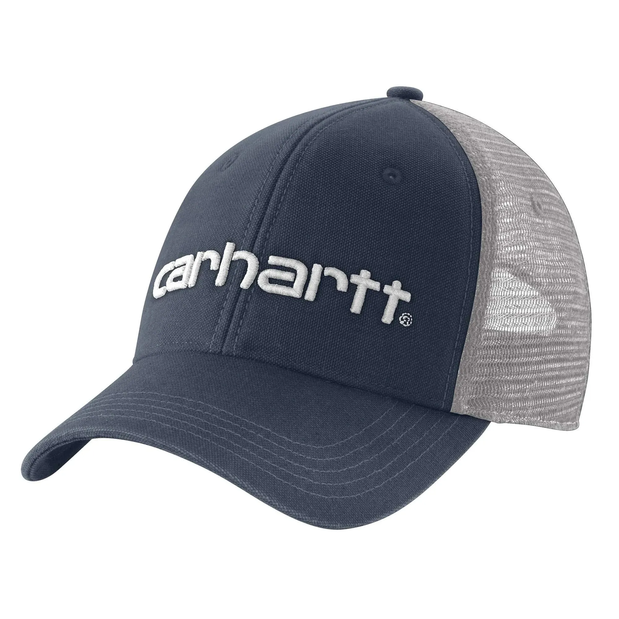 Carhartt Men's Canvas Mesh-Back Logo Graphic Cap - Navy/White