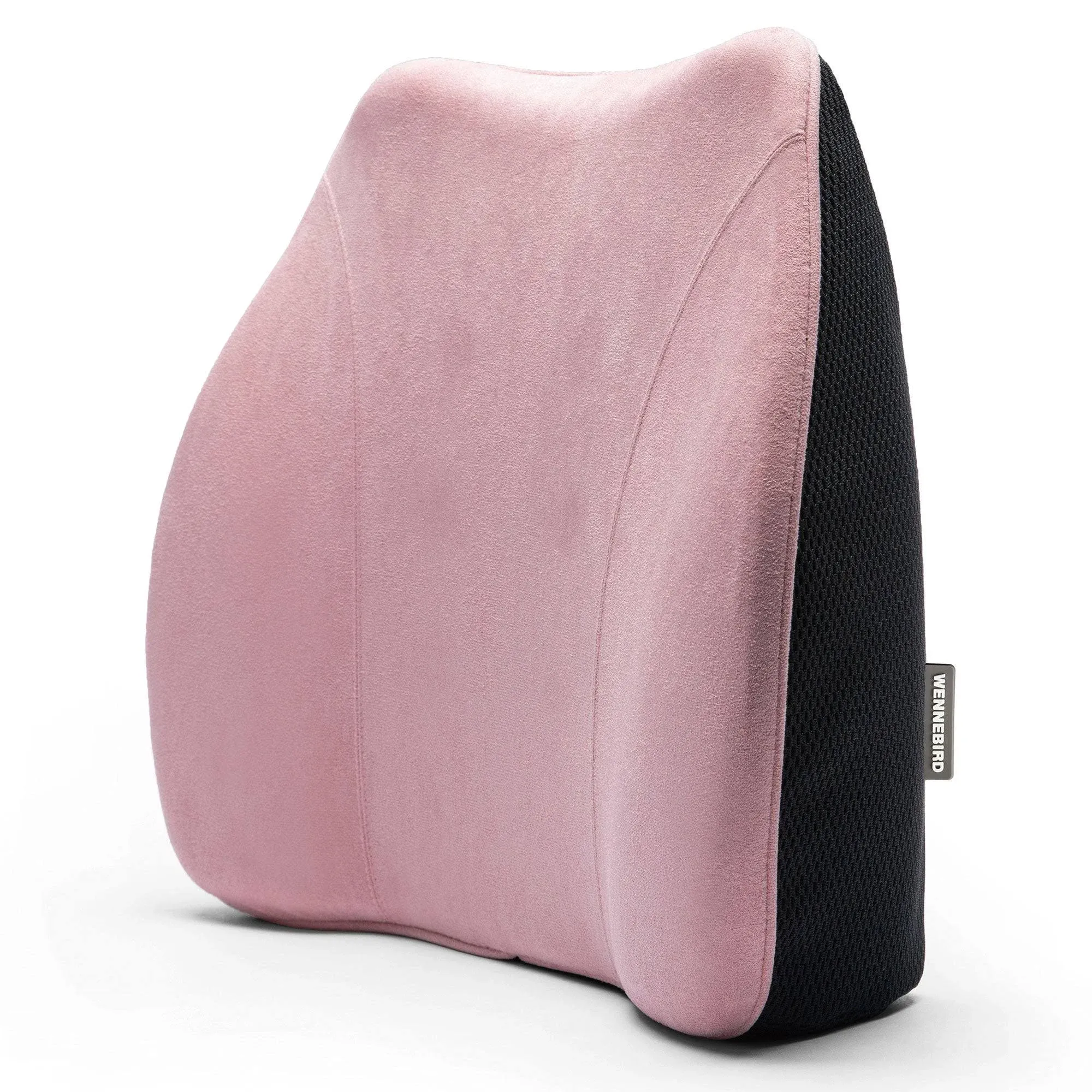 WENNEBIRD Model Q Lumbar Memory Foam Support Pillow to Improve Posture, Pink