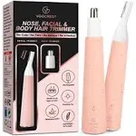 VG VOGCREST Nose Hair Trimmer for Women & Eyebrow Trimmer, Painless Ipx7 Waterproof Rechargeable Nose Trimmer, Easy Cleaning, 2 in 1 Personal Trimmer