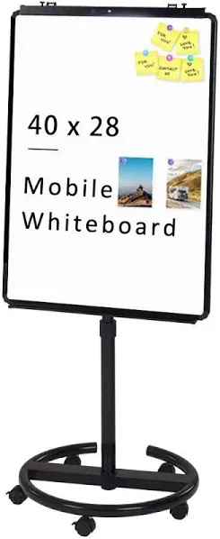 VIZ-PRO ECO Magnetic Mobile Whiteboard/Fli<wbr/>pchart Easel, Black, 28 X 40 Inches