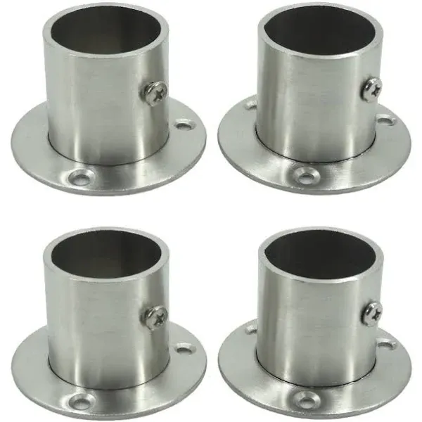 Rmdusk Stainless Steel Closet Wardrobe Rod Holder Socket End Support Bracket Flange for 32mm (Set of 4)