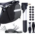 MASPODER Bike Repair Kit Bike Tire Tool Kit with Mini Pump Saddle Bag