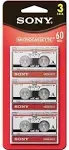 Dictating Cassettes, Micro, 60 Minutes, Pack of 3